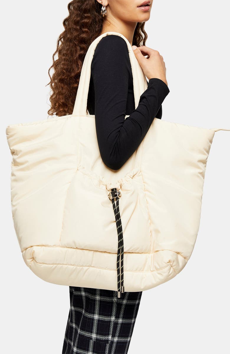 Topshop Toggle Ruched Tote Bag, Alternate, color,