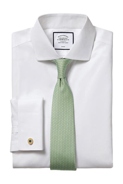 CHARLES TYRWHITT CHARLES TYRWHITT NON-IRON POPLIN CUTAWAY SLIM FIT SHIRT SINGLE CUFF