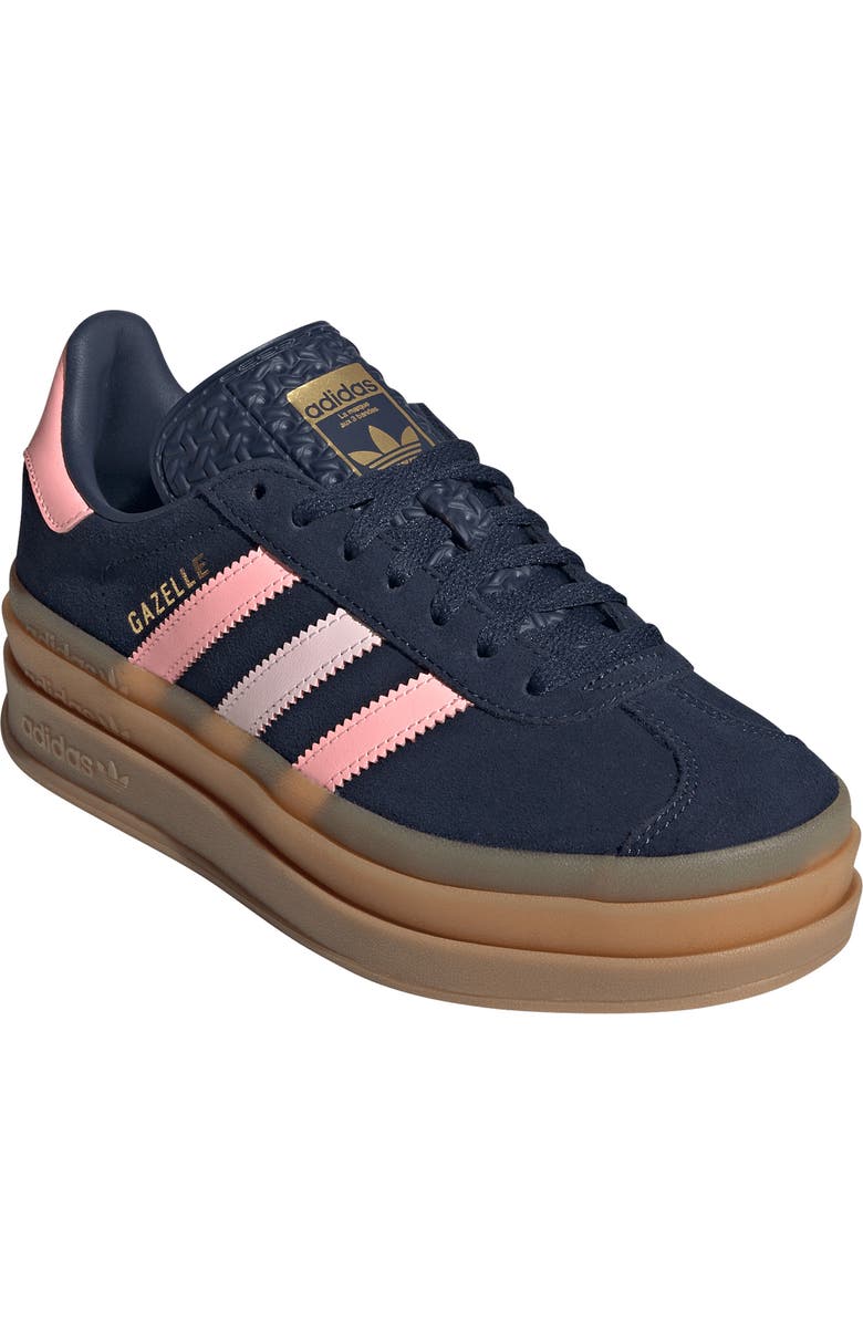 adidas Kids' Gazelle Bold Sneaker, Main, color, Night Indigo/ Pink/ Gold