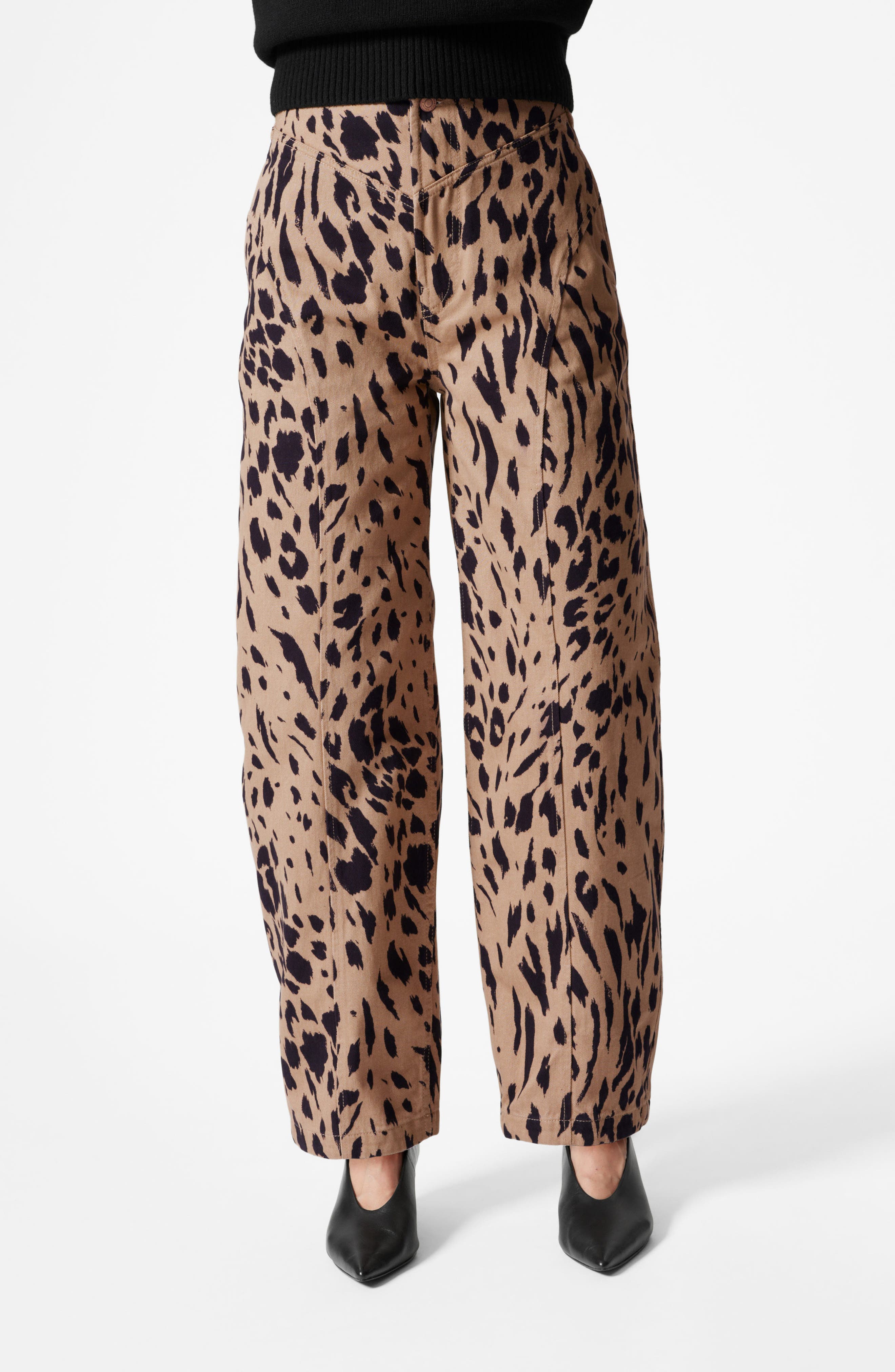 & Other Stories Leopard Print Barrel Leg CottonPants