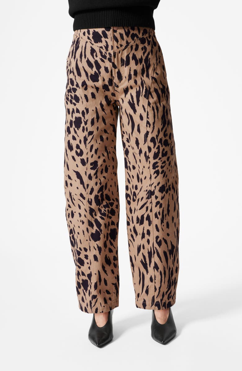 & Other Stories Leopard Print Barrel Leg CottonPants, Main, color, Leopard Spots
