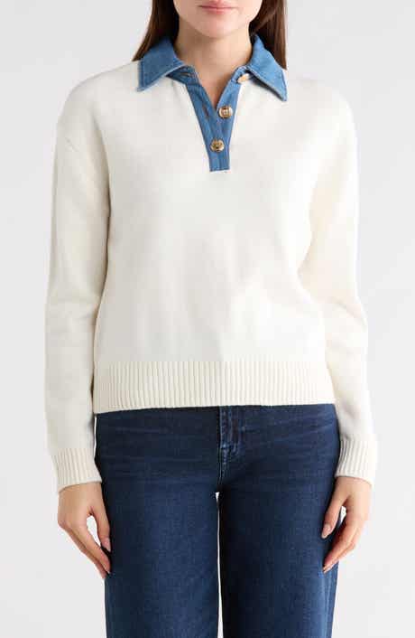 French Connection Denim Trim Pullover