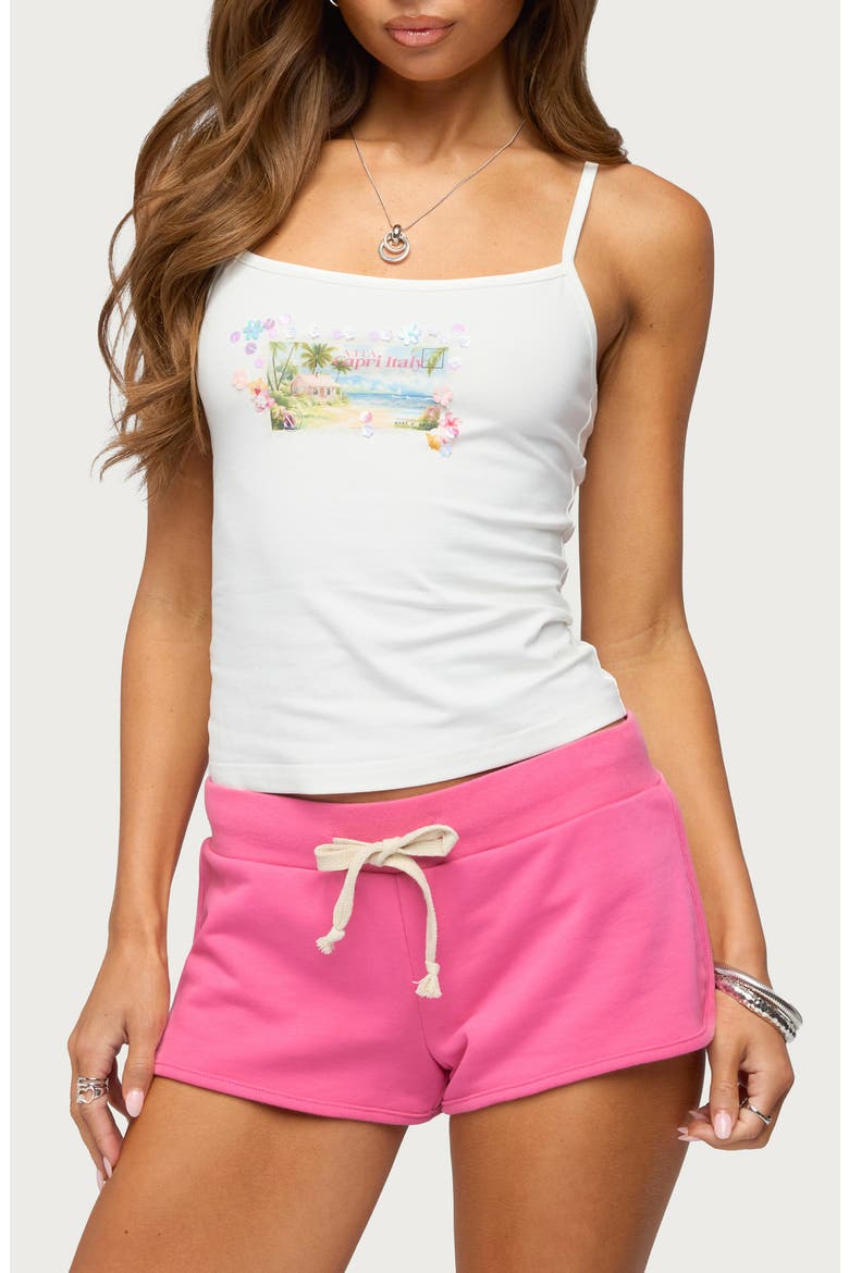 Beach Postcard Sequin Tank Top, Main, color, CREAM