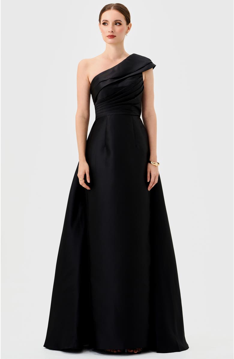Bariano Tallulah One Shoulder Gown, Alternate, color, Black