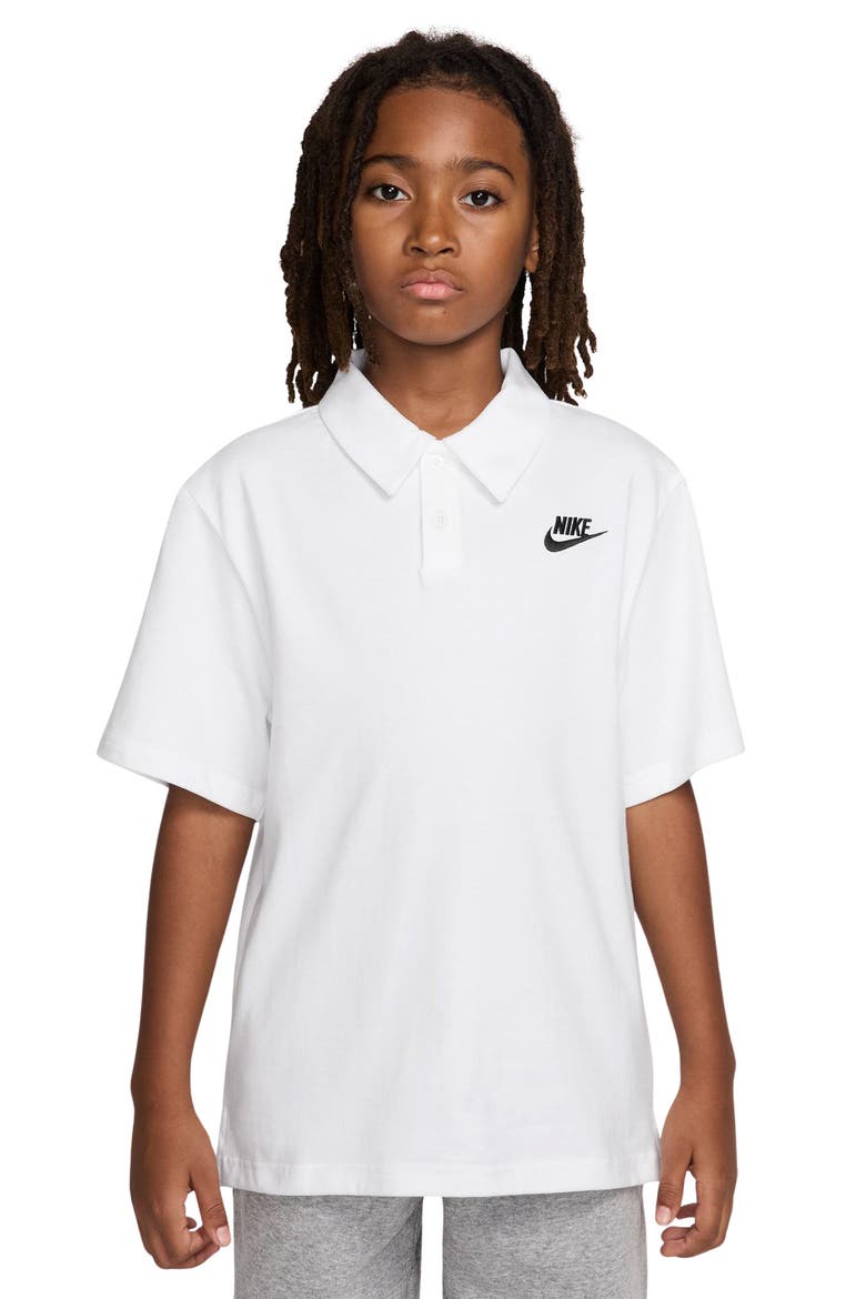 Kids' Sportswear Club Solid Cotton Polo, Main, color, WHITE/ BLACK
