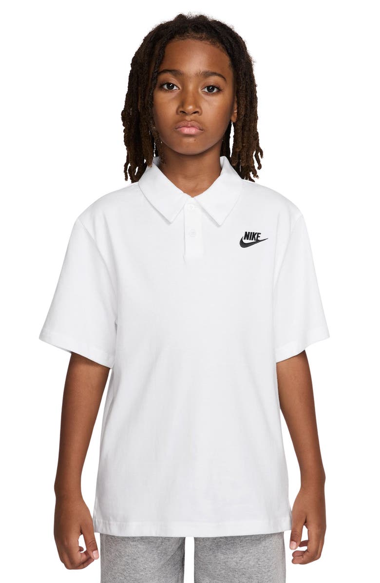 Nike Kids' Sportswear Club Solid Cotton Polo, Main, color, White/ Black