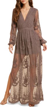 WISHLIST Floral Embroidered Long Sleeve Maxi Dress