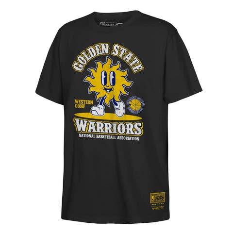 Youth Mitchell & Ness Royal Golden State Warriors Retro Mascot Script T-Shirt