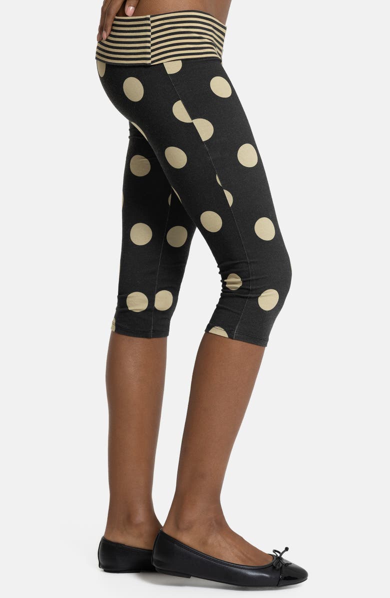 JADED LONDON Mixed Print Foldover Waist Capri Pants, Alternate, color, Black