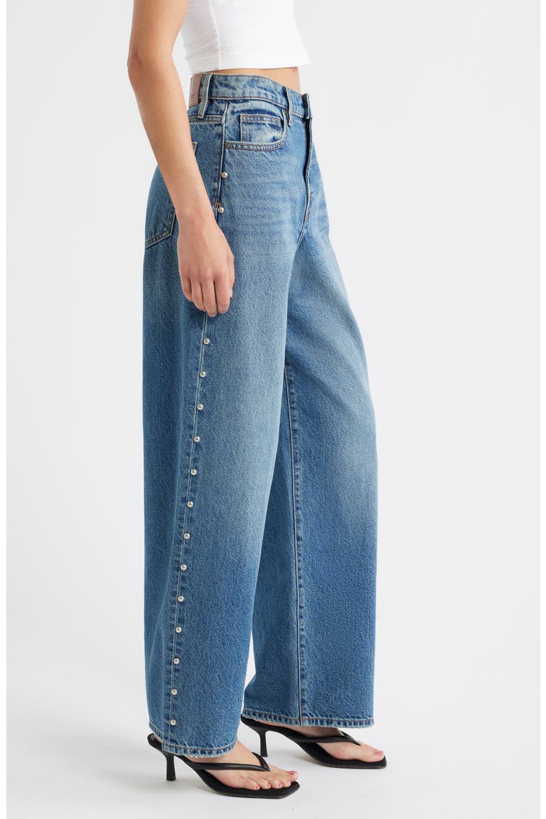 Side Stud Baggy Jeans, Alternate, color, DK.WASH