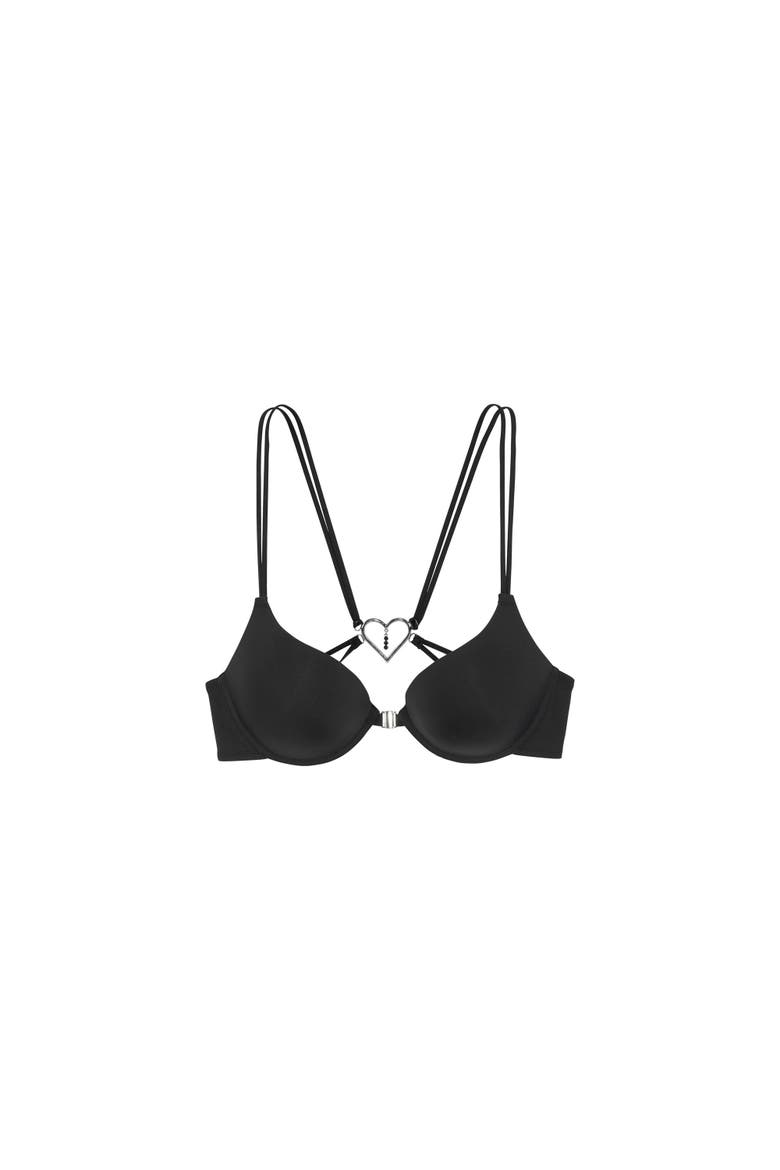 Strappy Heart Push Up Bra, Alternate, color, Black