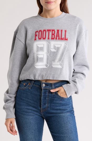 VINYL ICONS VINYL ICONS FOOTBALL BUBBLE HEM CROP SWEATSHIRT