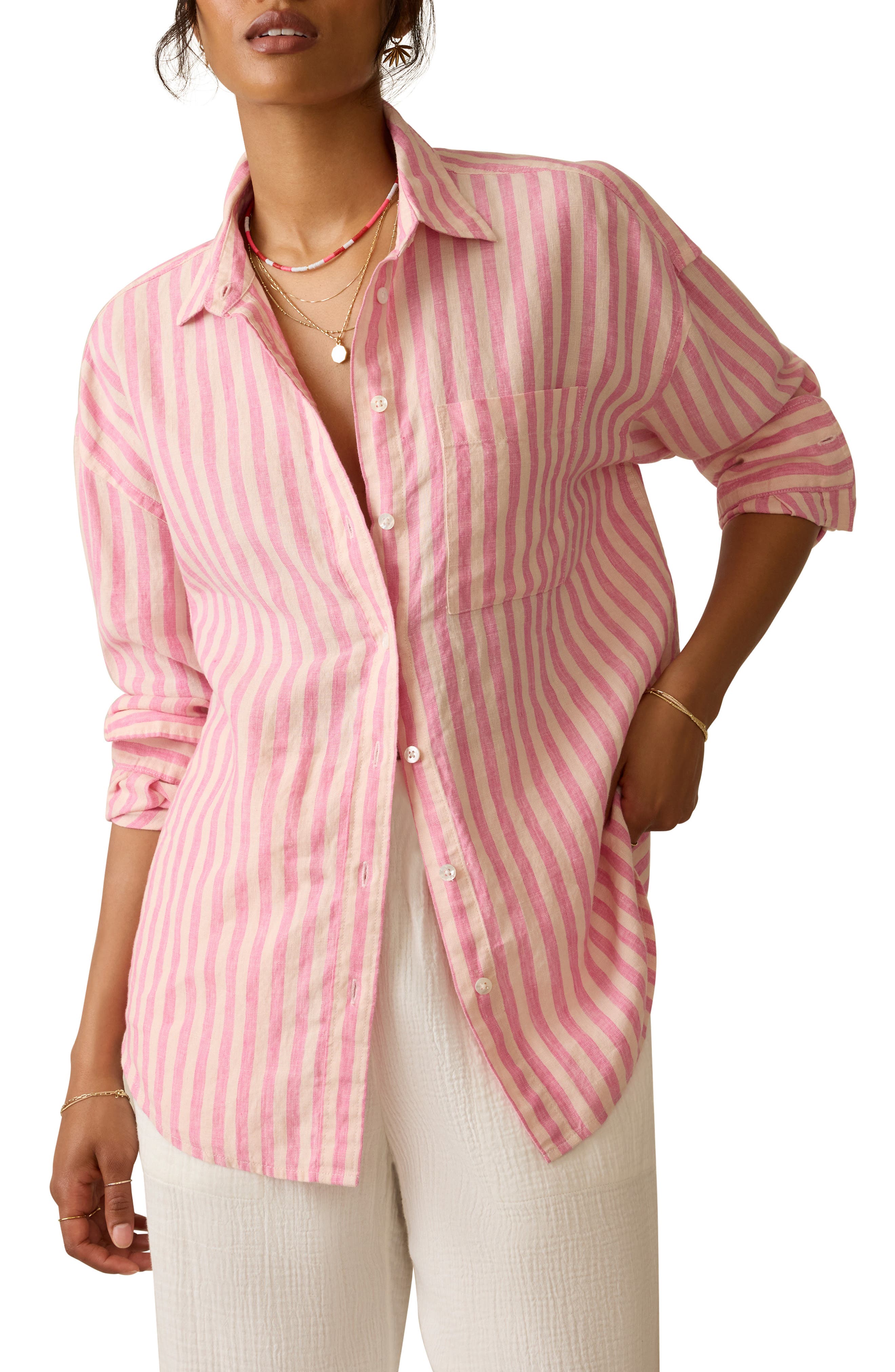 Faherty Laguna Stripe Linen Button-Up Shirt