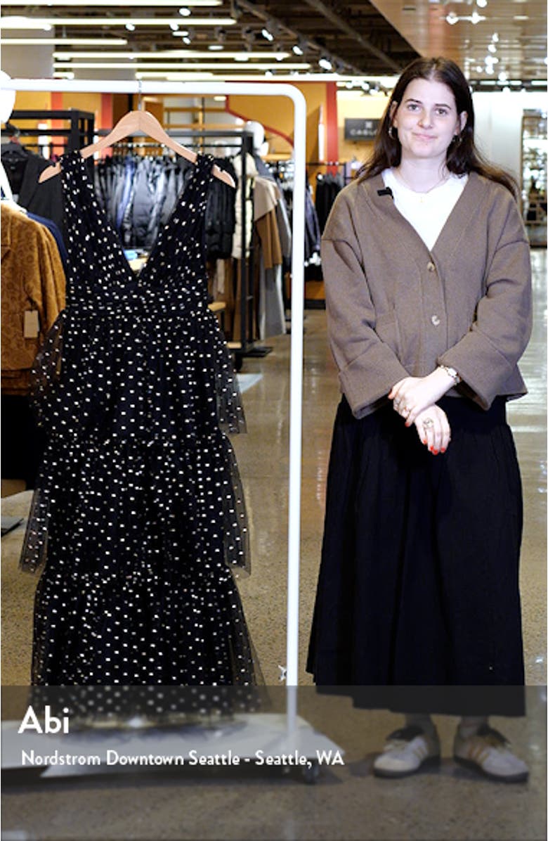 Metallic Tiered Tulle Midi Cocktail Dress, sales video thumbnail