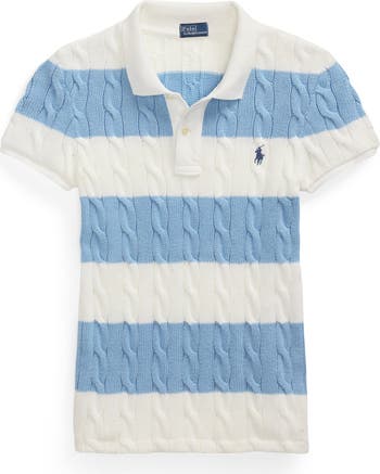Polo Ralph Lauren Striped cable-knit Jumper | Blue | FARFETCH AO
