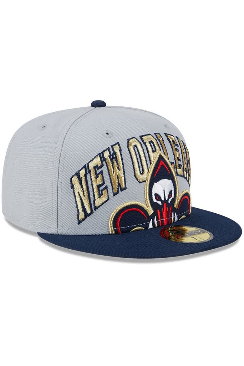 Men's New Era Gray/Navy New Orleans Pelicans Tip-Off Two-Tone 59FIFTY Fitted Hat, Alternate, color, Gray