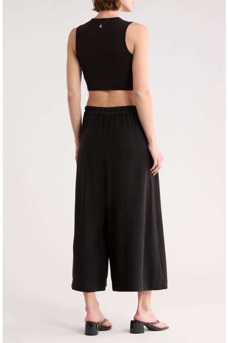 Brushed Twill Culottes, Alternate, color, BLACK