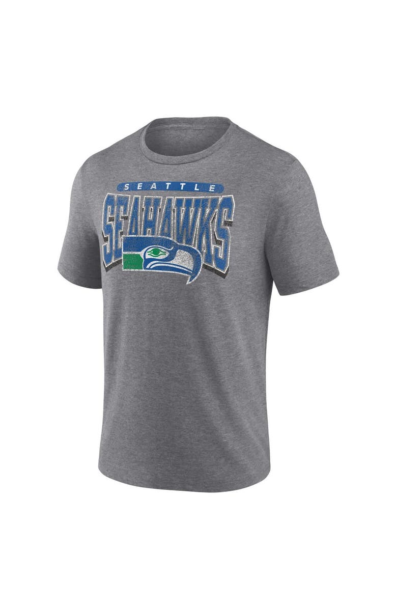FANATICS Men's Fanatics Heather Gray Seattle Seahawks Warped Block Tri-Blend T-Shirt, Alternate, color, 