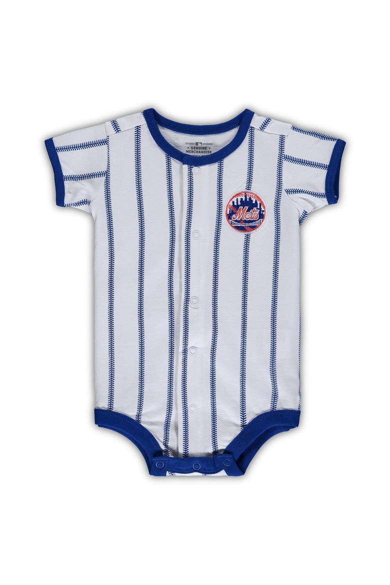 Newborn White/Royal New York Mets Power Hitter Short Sleeve Bodysuit, Alternate, color, White