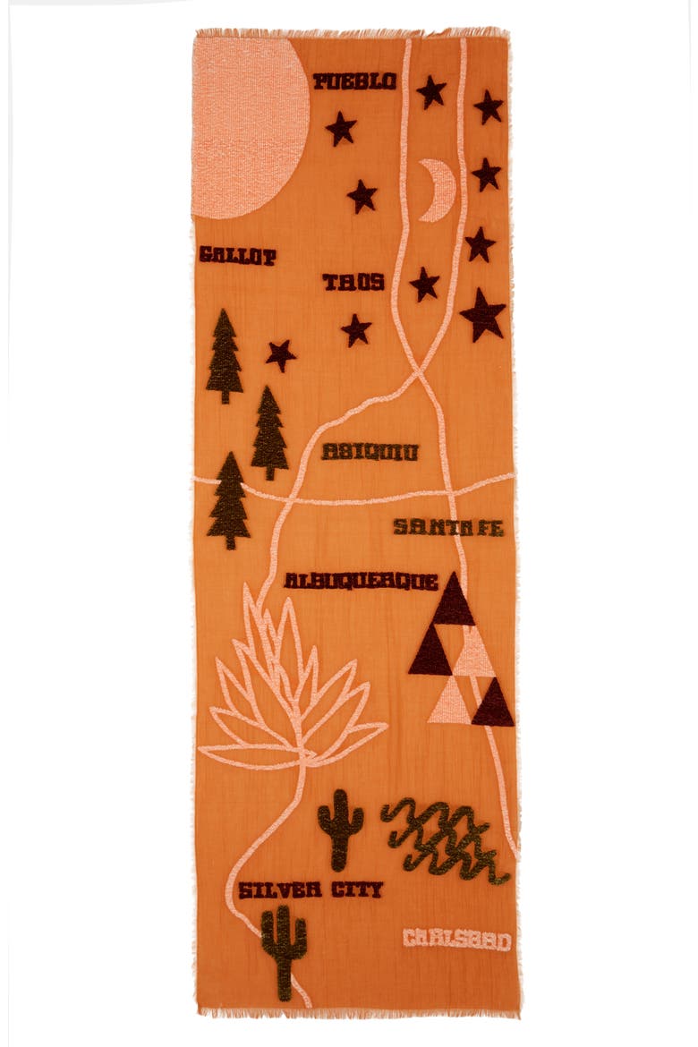 New Mexico Map Chenille Scarf, Alternate, color, BITTERSWEET