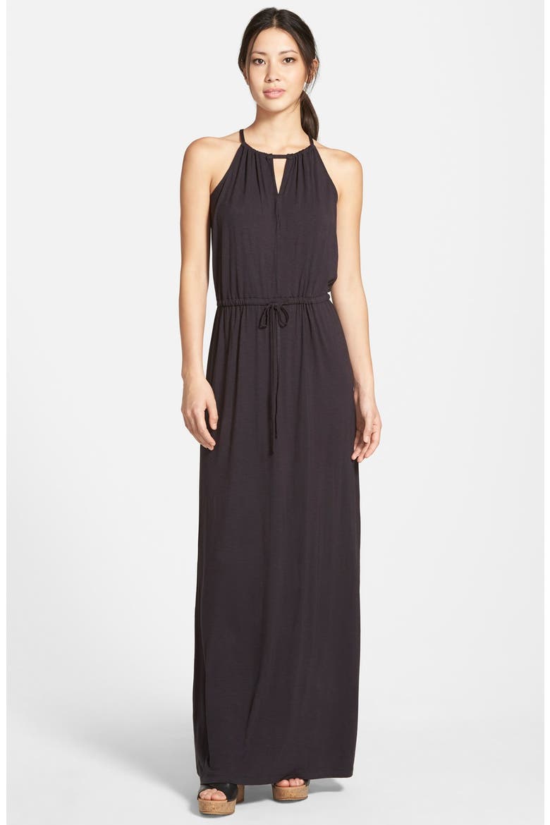 Keyhole Halter Style Maxi Dress, Main, color, BLACK
