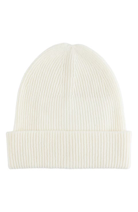 Ribbed Cashmere Double Cuff Beanie