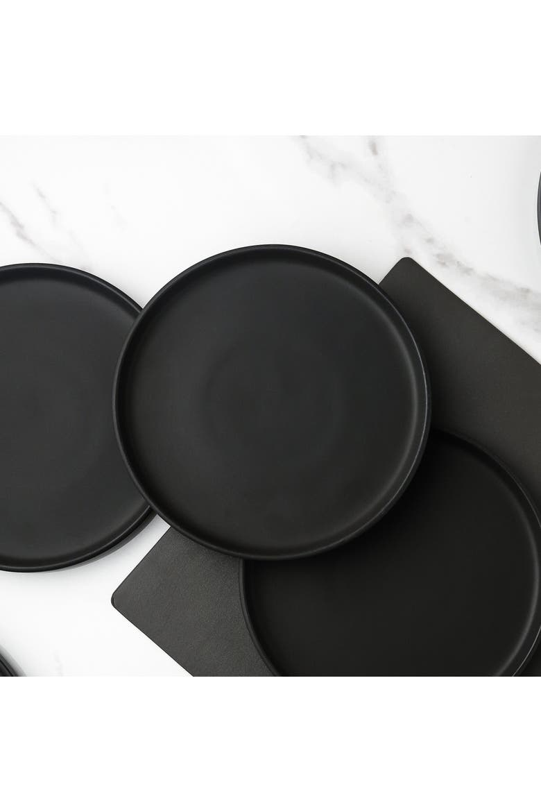 Celina Stoneware 4-Piece Dinner Plate Set, Alternate, color, Black