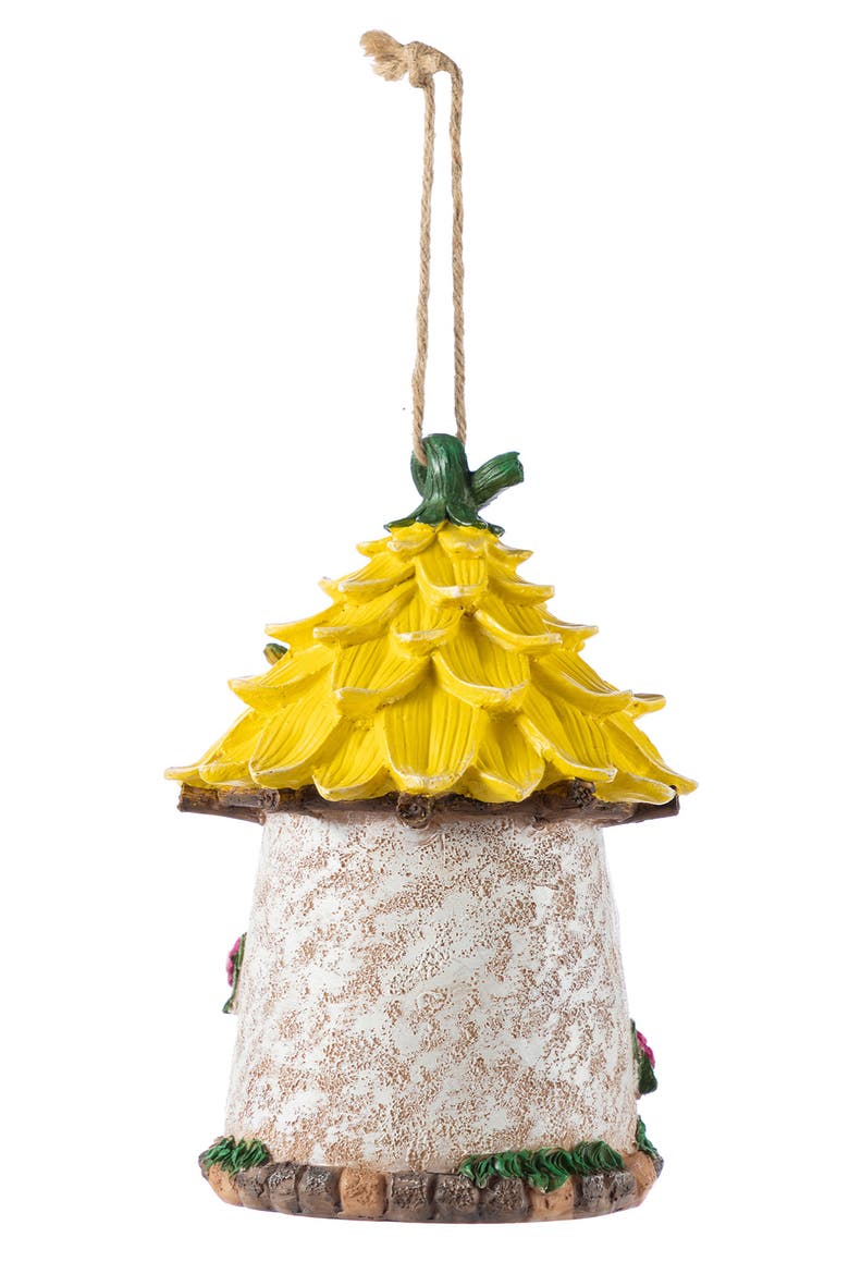 9"H Resin Colorful Roof Outdoor Garden Birdhouse, Alternate, color, Yellow