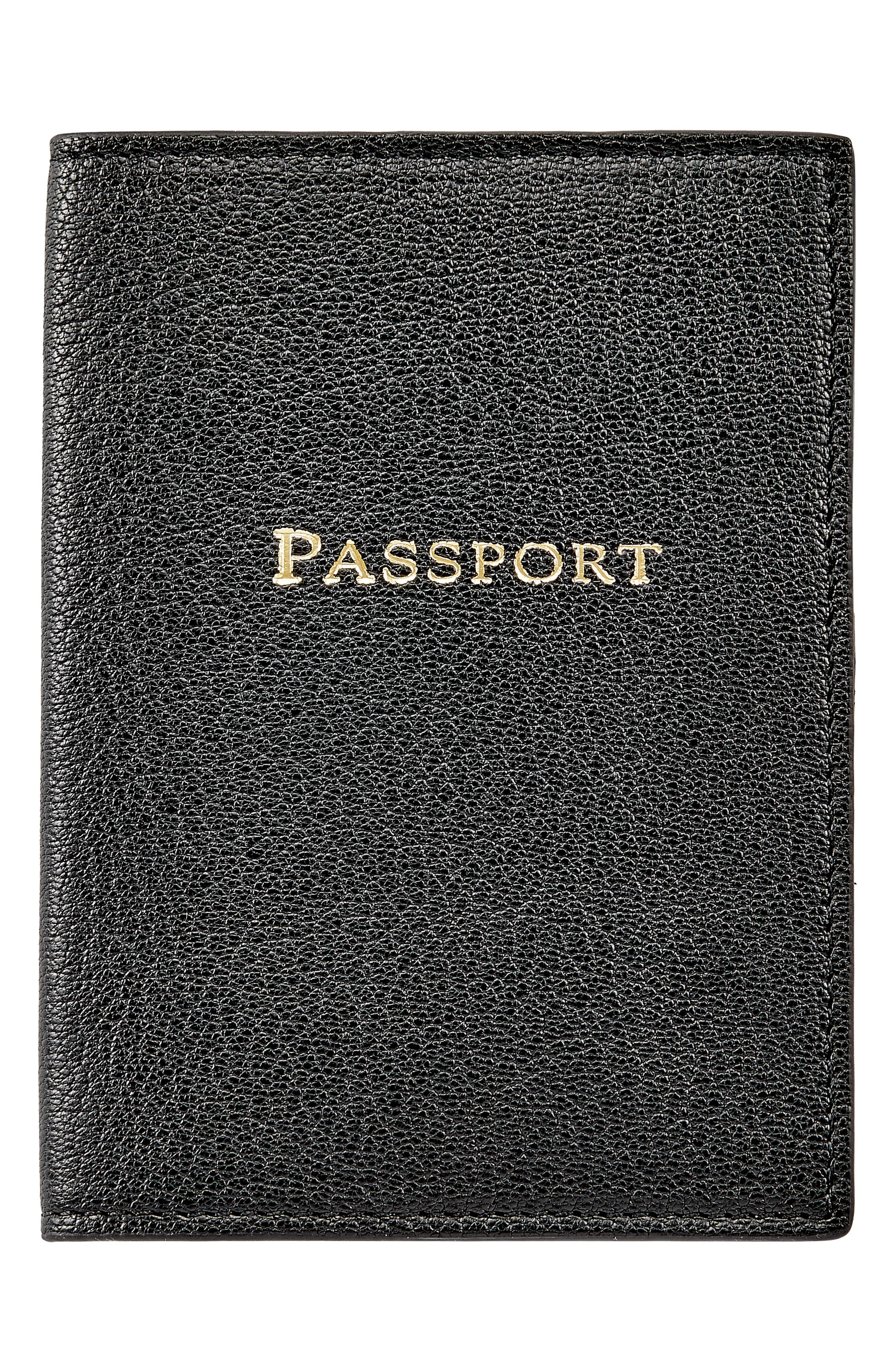 Graphic Image Leather Passport Cover, Main, color, Black
