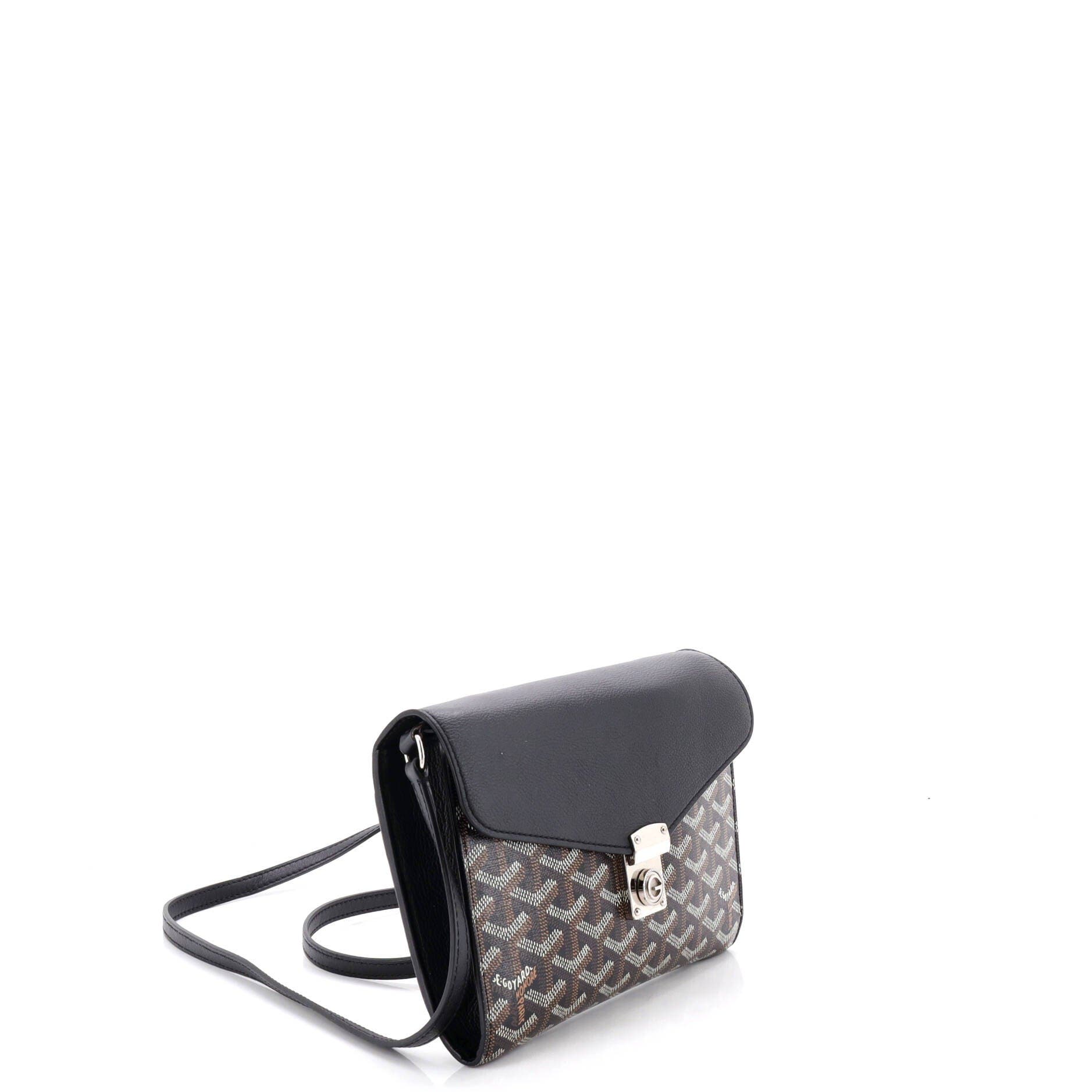 Chypre Wallet on Strap Coated Canvas with Leather, Alternate, color, Black