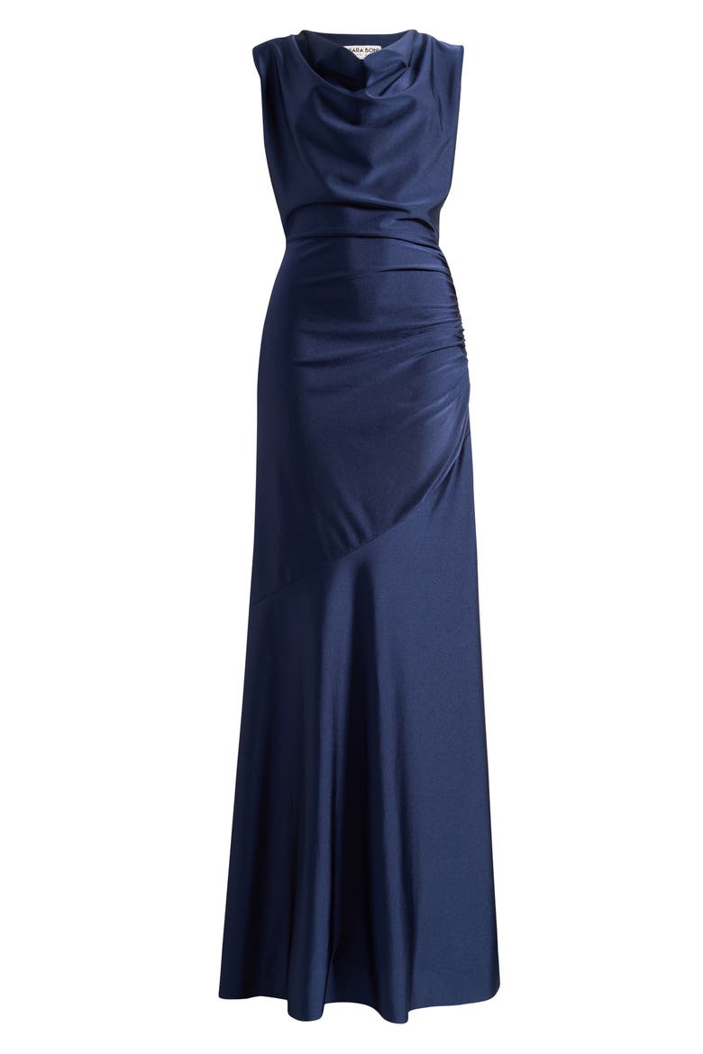 Eunia Ruched Sleeveless Gown, Alternate, color, MIDNIGHT