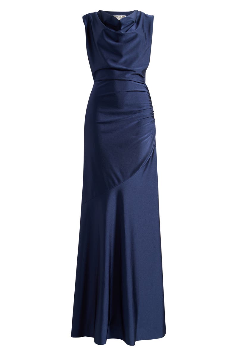 Chiara Boni La Petite Robe Eunia Ruched Sleeveless Gown, Main, color, Midnight