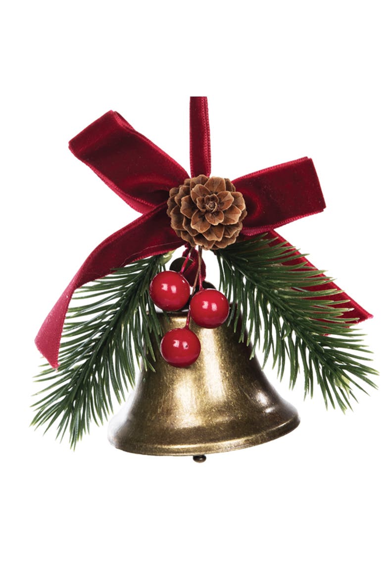 Gold Bell & Ribbon Ornament Assortments of 2, Alternate, color, Gold