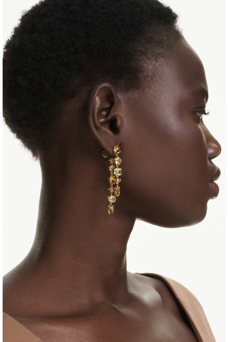 Gema Mixed Cut Crystal Front/Back Earrings, Alternate, color, GOLD