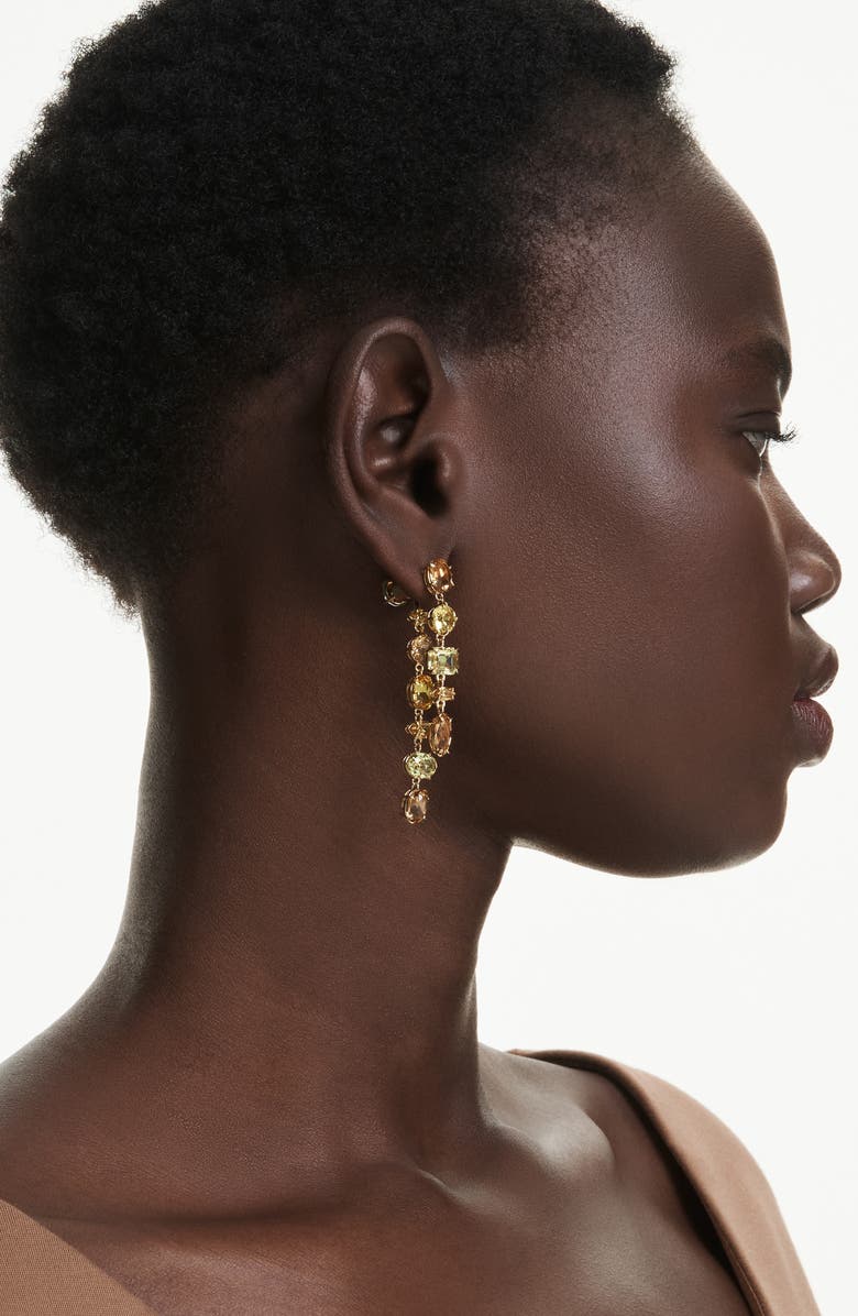 Swarovski Gema Mixed Cut Crystal Front/Back Earrings, Alternate, color, Gold