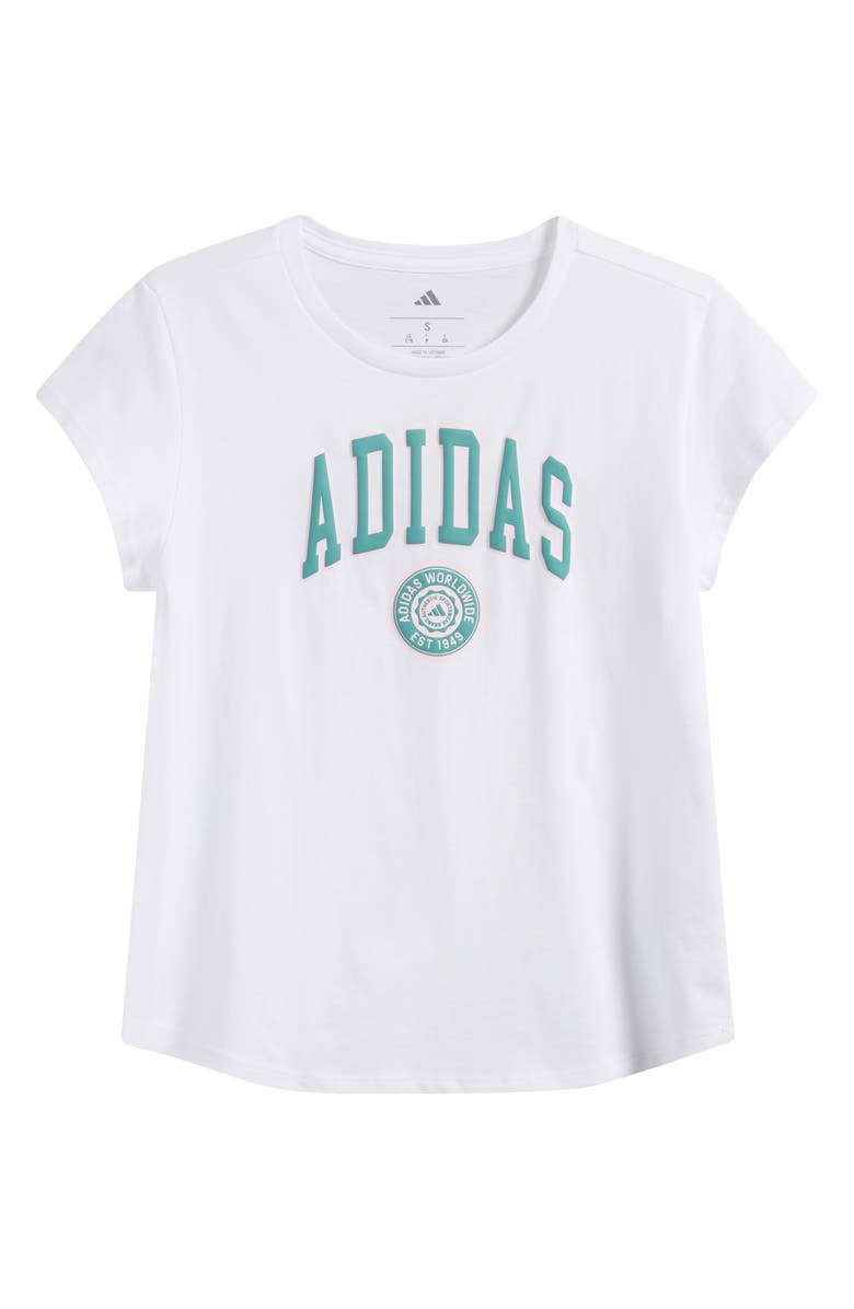 adidas Kids' Cap Sleeve Graphic Cotton T-Shirt, Main, color,