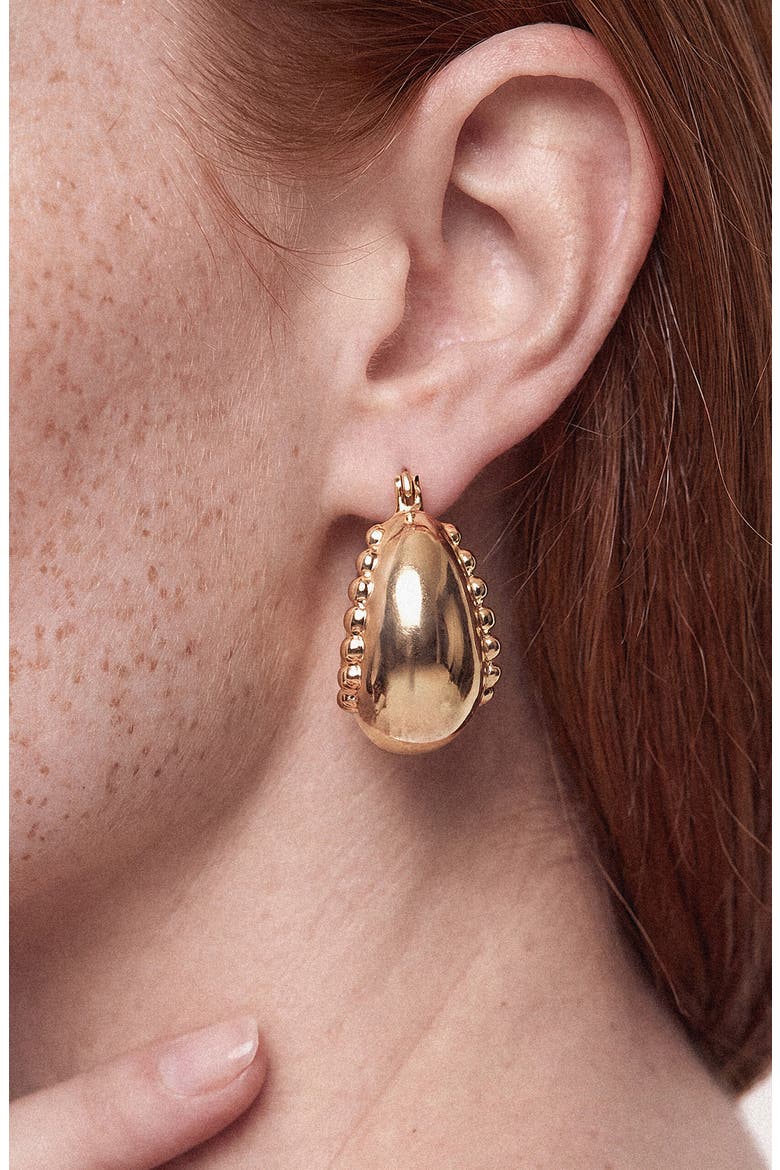 Milgrain Domed Hoop Earrings, Alternate, color, GOLD
