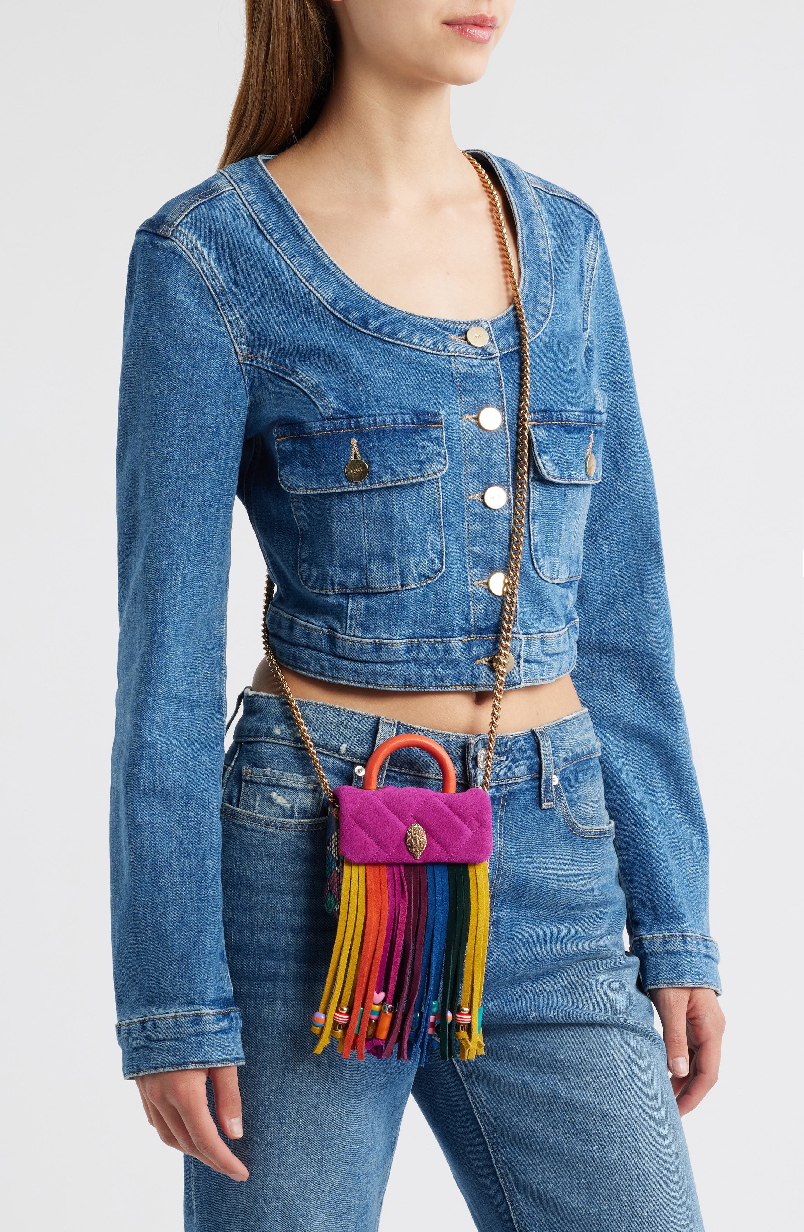 Kurt Geiger London Micro Kensington Fringe Crossbody Bag, Alternate, color, 