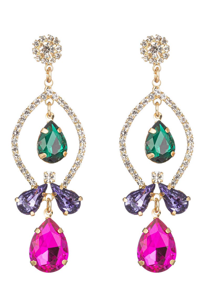 Nina Pink Drop Earrings, Main, color, GOLD