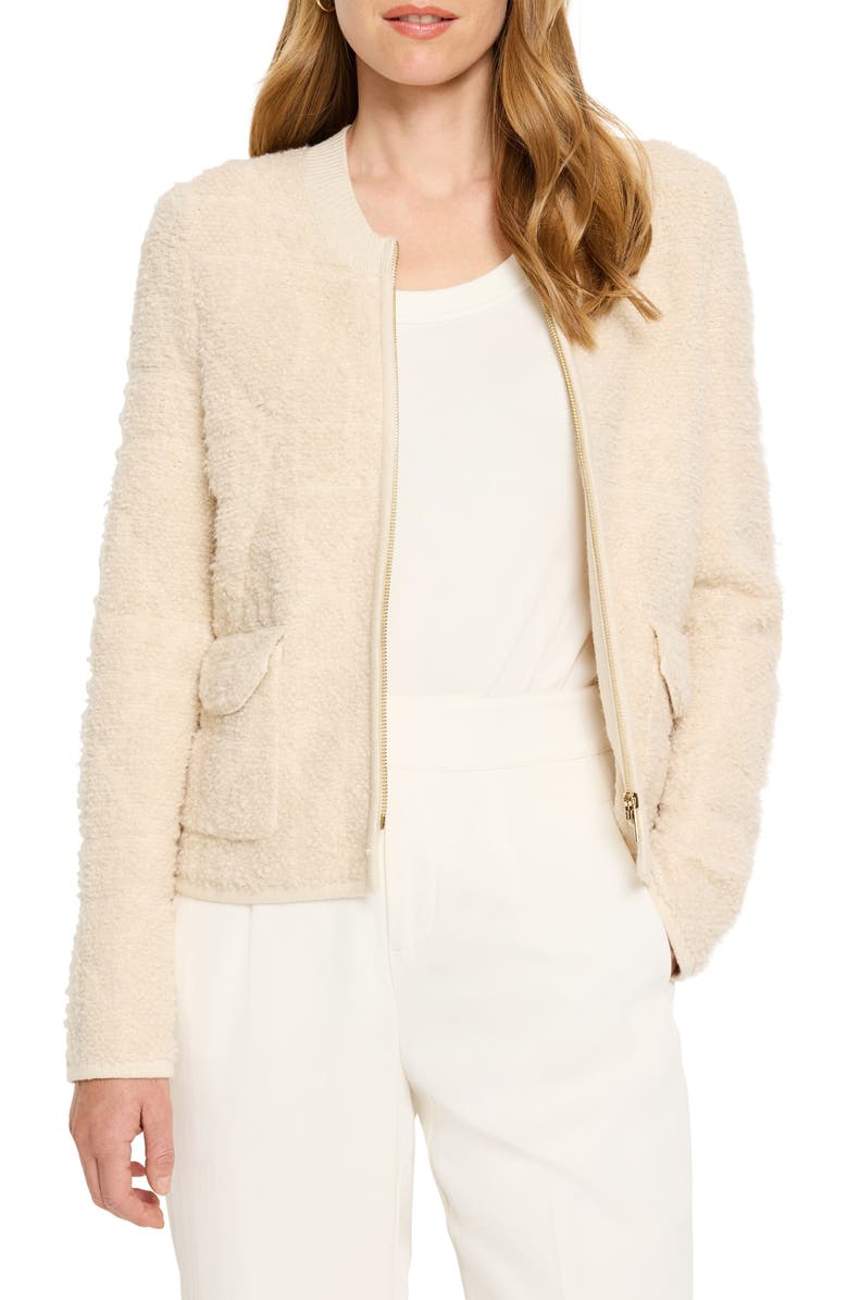 NIC+ZOE Front Zip High Pile Fleece Jacket, Main, color, Almond