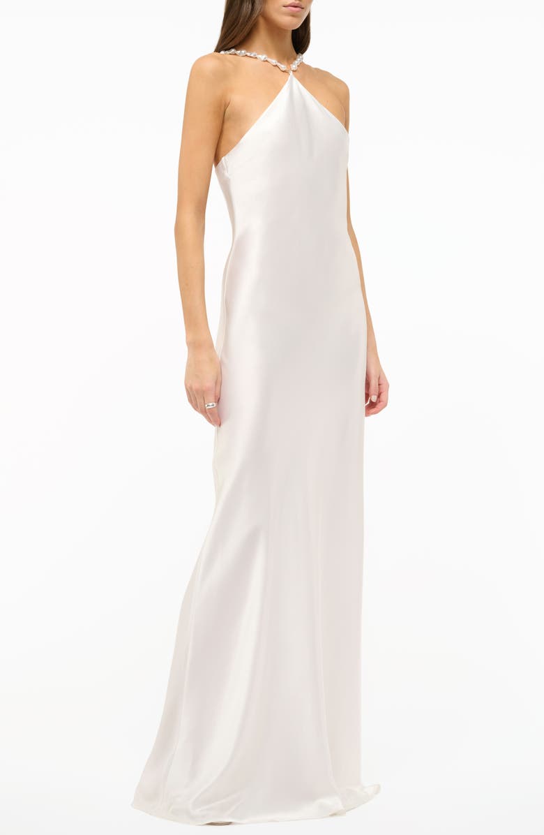 STAUD Cadence Beaded Sleeveless Satin Maxi Dress, Alternate, color,