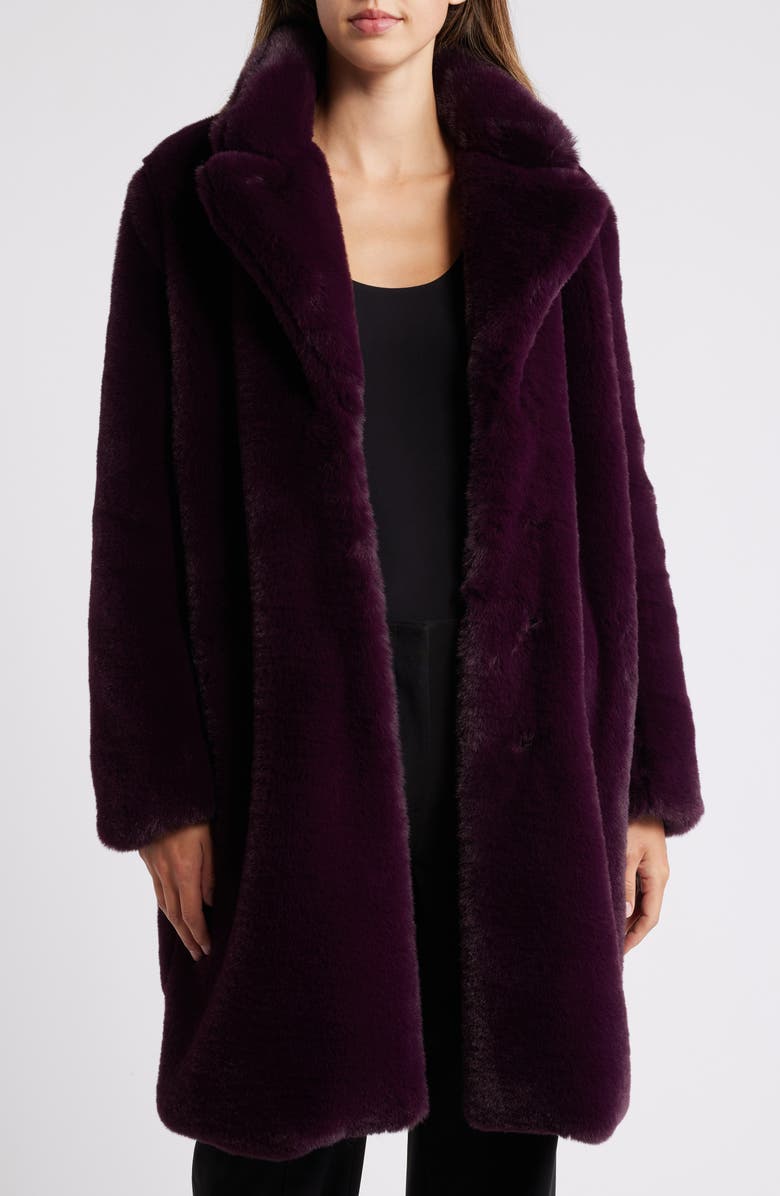 Anne Klein Faux Fur Coat, Alternate, color, 