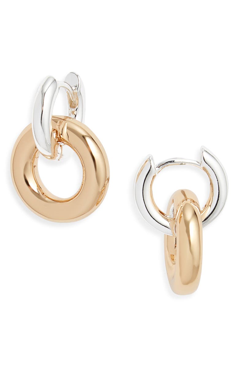 Open Edit Huggie Drop Earrings, Main, color, Silver- Gold