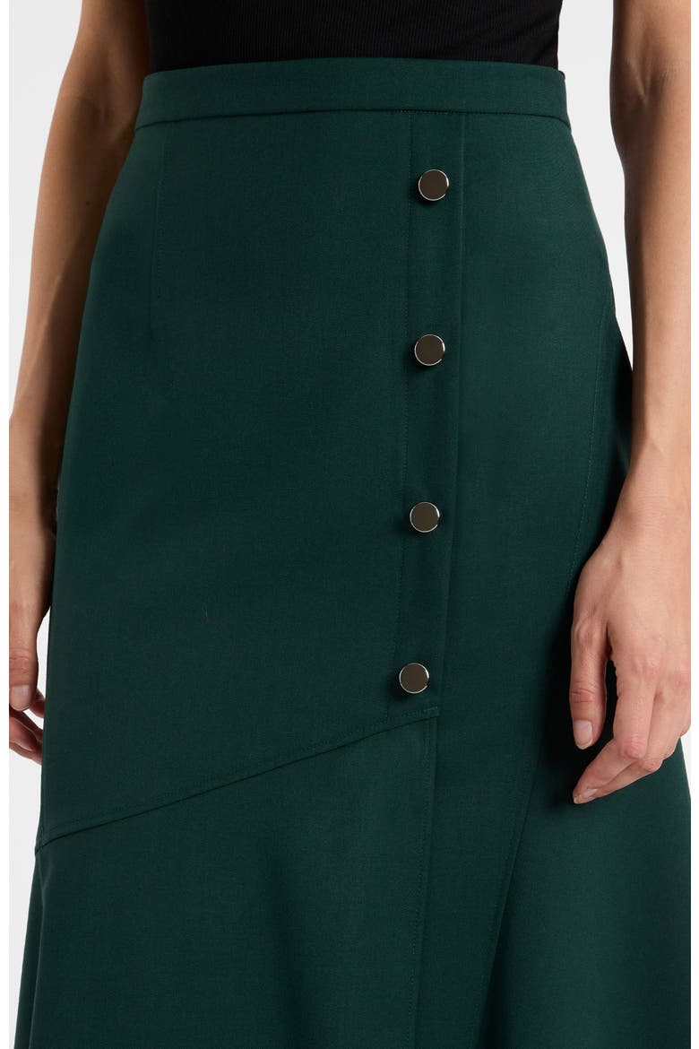 Bristol Asymmetric Midi Skirt in Soft Crepe, Alternate, color, Evergreen