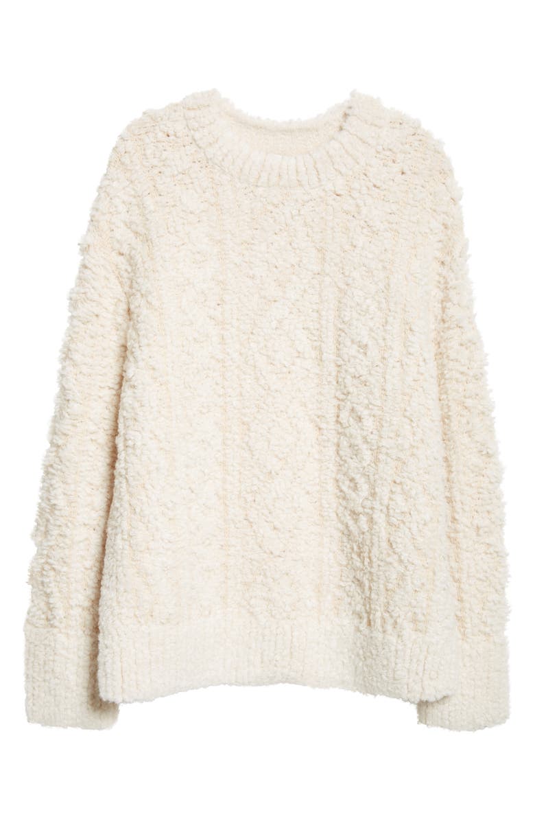 Vince Oversize Bouclé Wool & Alpaca Blend Crewneck Sweater, Alternate, color, Off White