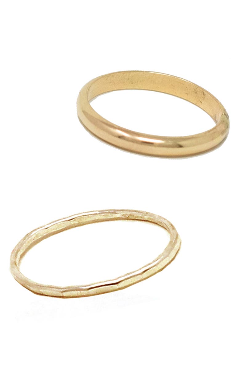 ABLE Set of 2 Dome Band & Hammered Band Stacking Ring, Main, color,
