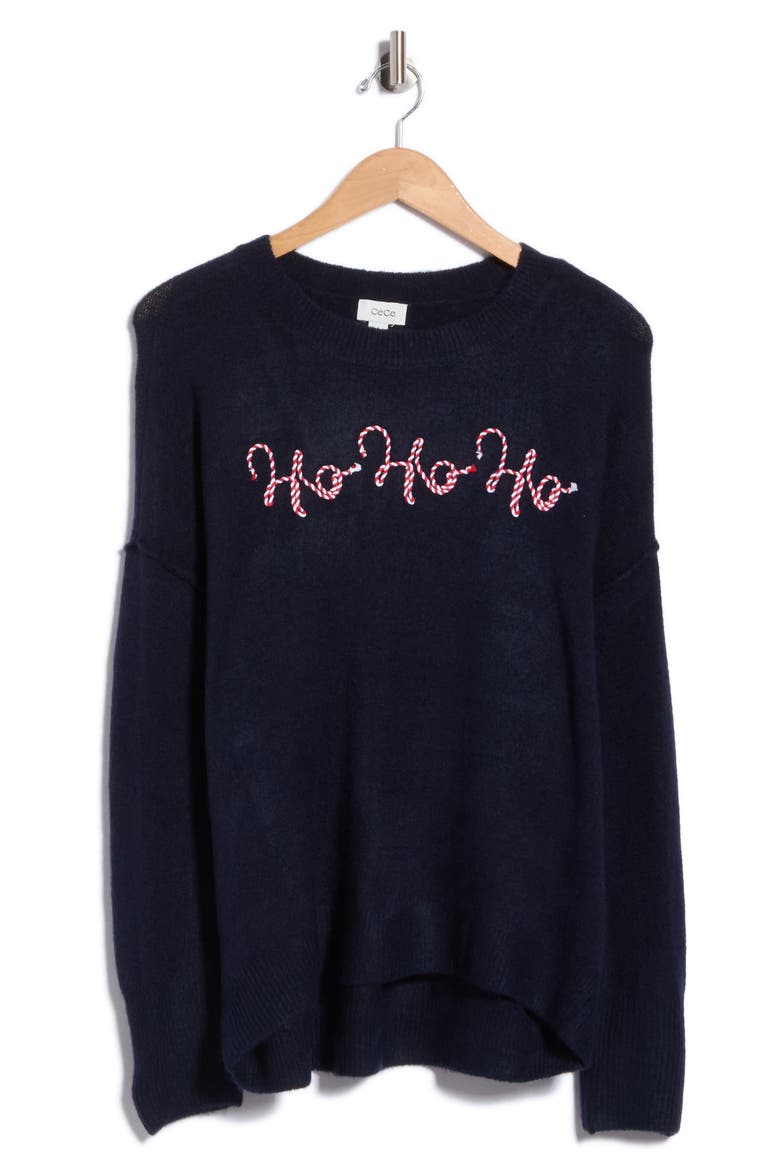 Holiday Candy Cane Stitch Sweater, Main, color, CLASSIC NAVY