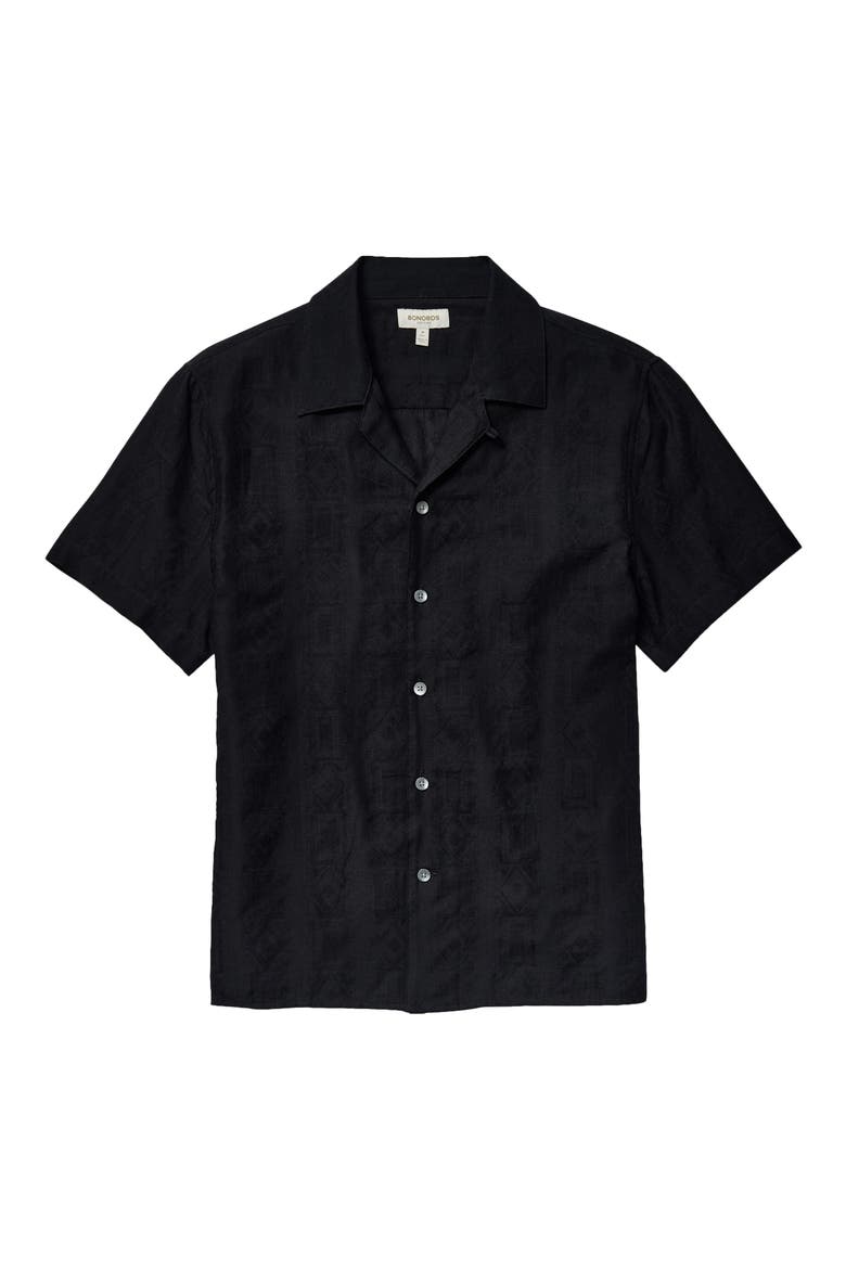 Riviera Cabana Shirt, Alternate, color, BLACK TEXTURE STRIPE COTTON