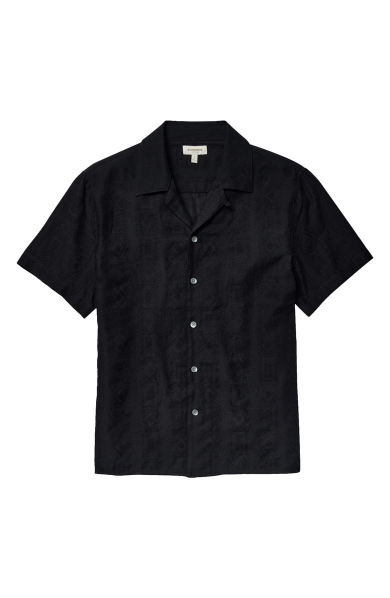 Bonobos Riviera Cabana Shirt, Alternate, color, Black Texture Stripe Cotton