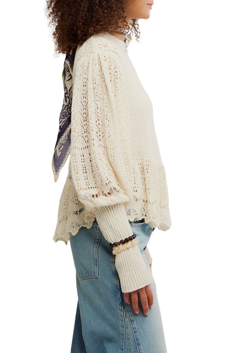 Free People Lucinda Semisheer Sweater, Alternate, color, Ivory